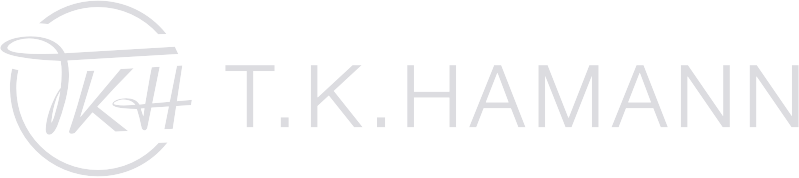 T. K. HAMANN modern monogram logo with circular emblem and wordmark.