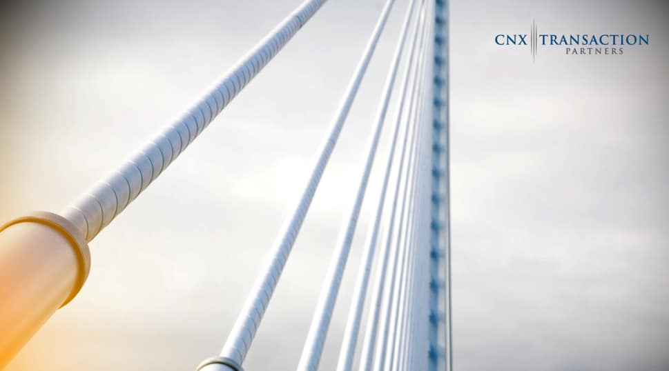 CNX Transaction Partners bridge cables symbolize corporate finance connections, M&A, and strategic growth.